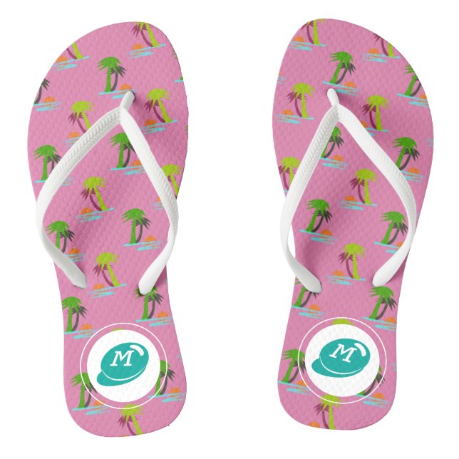 Palm Tree Sunset on Sea Pattern Customisable Jandals (Footbed)