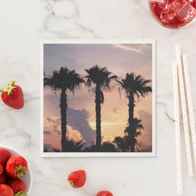 Palm Tree Sunset Paper Luncheon Napkins (Insitu)