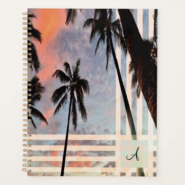 Palm Tree Sunset Personalised Planner (Front)