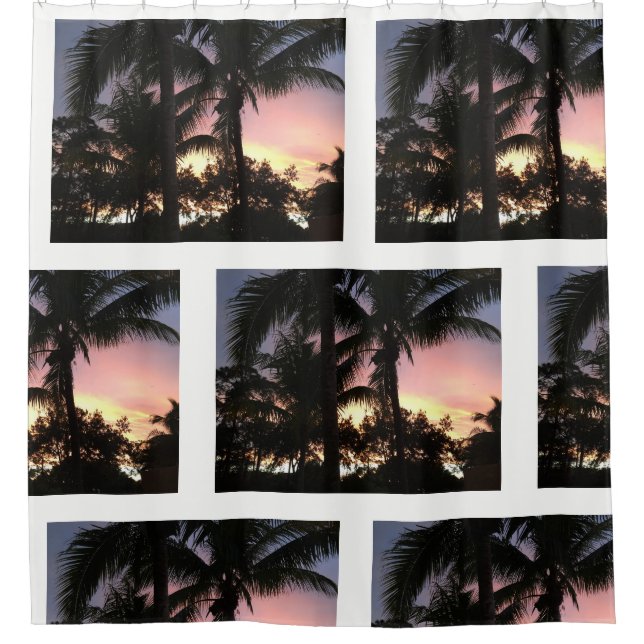 Palm Tree Sunset Shower Curtain (Front)