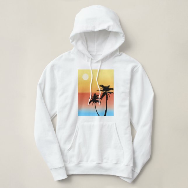 Palm Tree Sunset Silhouette Hoodie (Design Front)