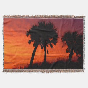 Palm Tree Sunset Throw Blanket