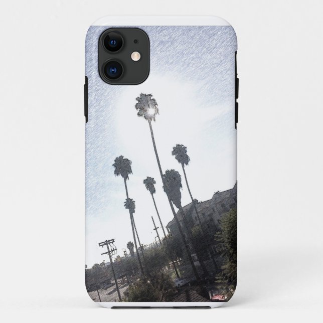 Palm Tree Sunshine Sketch iPhone Case (Back)