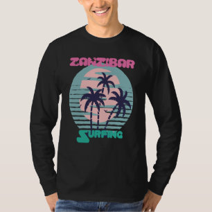 Palm tree Surfing Zanzibar Beach Vacation Island S T-Shirt