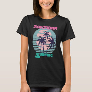 Palm tree Surfing Zanzibar Beach Vacation Island S T-Shirt