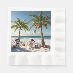 Palm Tree Tropical Beach Christmas Paper Napkin