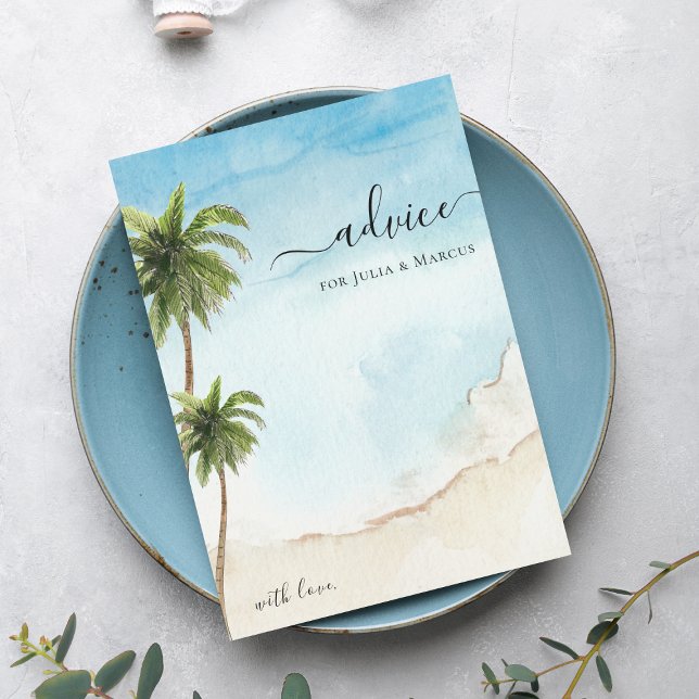 Palm Tree Tropical Beach Destination Wedding Advice Card (Creator Uploaded)