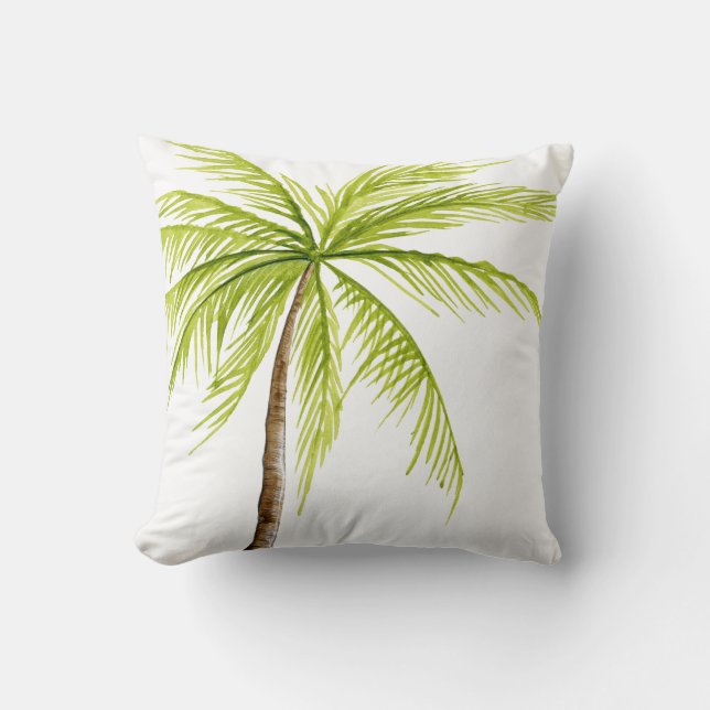 Palm tree tropical beach island decor cushion (Front)