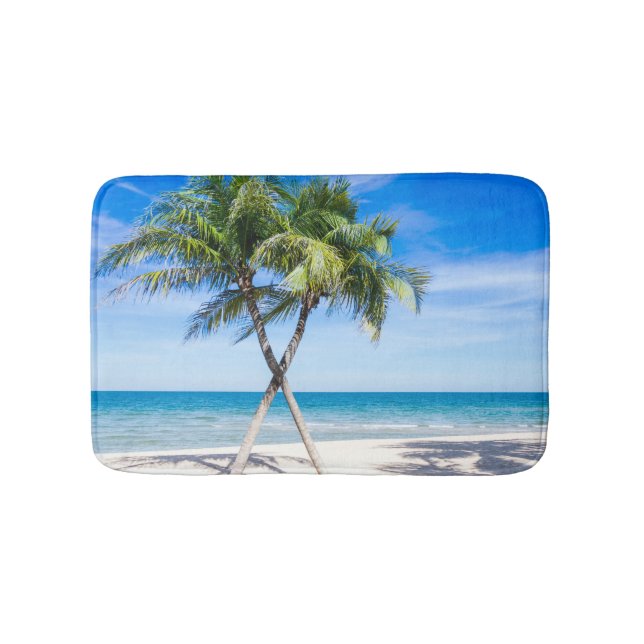 Palm tree tropical beach photo paradise summer bath mat (Front)