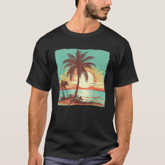 Palm Tree Tropical Beach Vintage Retro Style 70s 8 T-Shirt