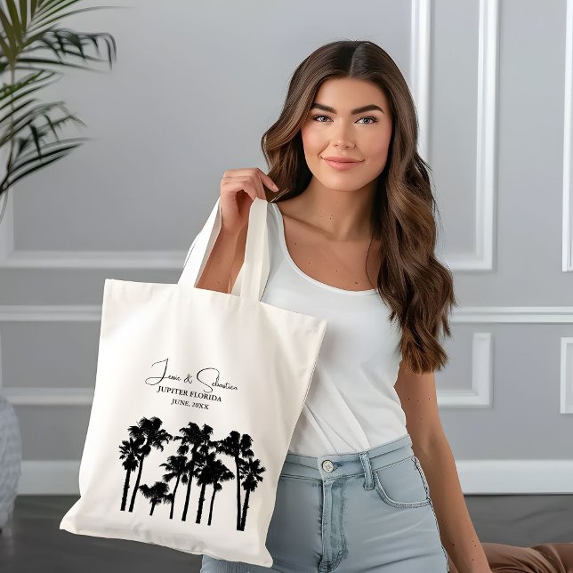 Palm Tree Tropical Beach Wedding Welcome  Tote Bag (Creator Uploaded)