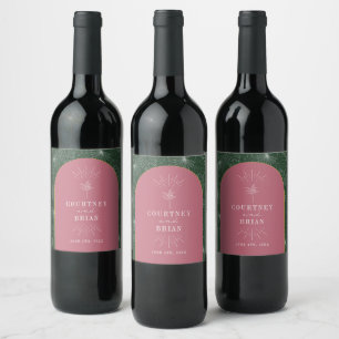 Palm Tree Tropical Beach Wedding Wine Label