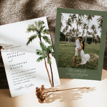 Palm Tree Tropical Destination Photo Back Wedding