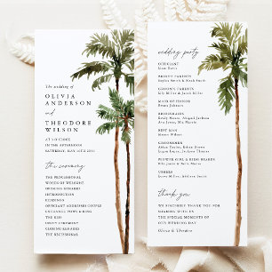 Palm Tree Tropical Destination Wedding Ceremony Programme