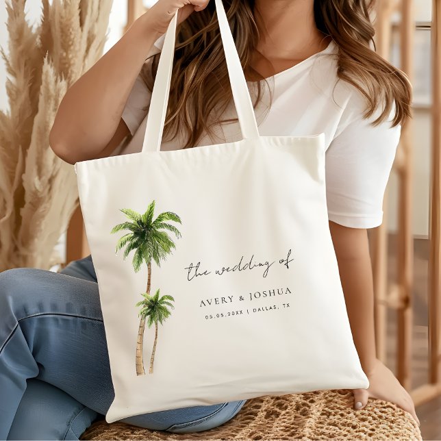 Palm Tree Tropical Destination Wedding Favour Tote Bag (Creator Uploaded)