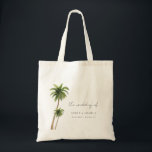 Palm Tree Tropical Destination Wedding Favour Tote Bag<br><div class="desc">Surprise your guests with these elegant tote bags,  featuring watercolor palm trees and editable details. Easily add your own details by clicking on the "personalise" option.</div>