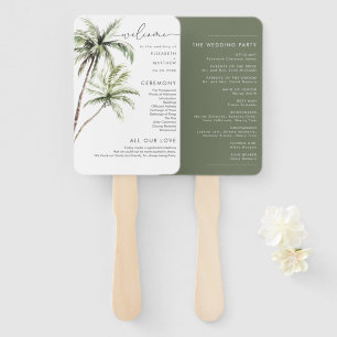 Palm Tree Tropical Minimal Wedding Hand Fan