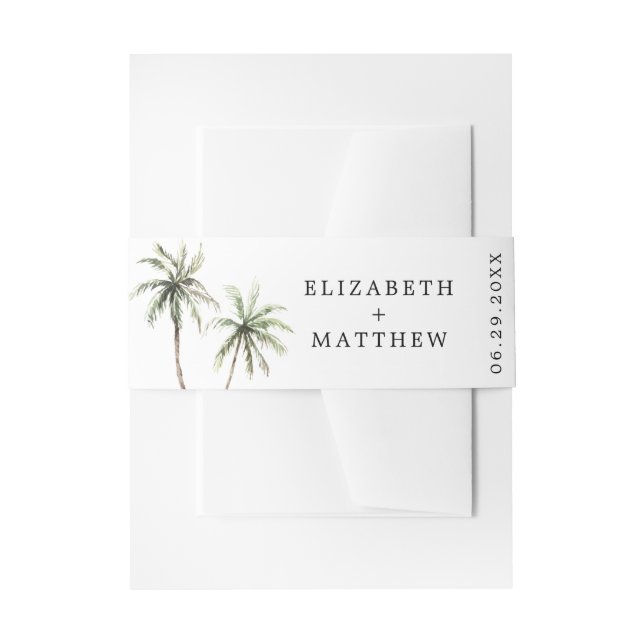Palm Tree Tropical | Minimal Wedding Invitation Belly Band (Front Example)