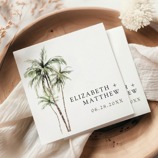Palm Tree Tropical | Minimal Wedding Napkin (Creator Uploaded)