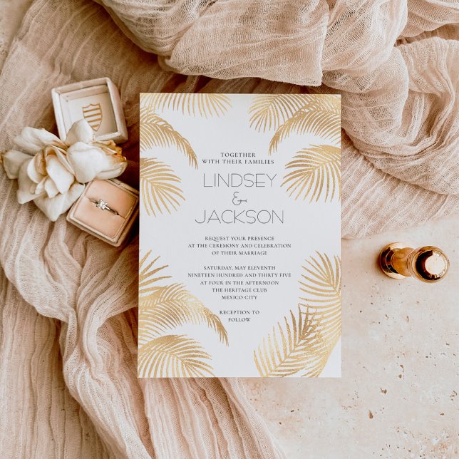 Palm Tree Tropical Minimalist Beach Wedding Gold (Creator Uploaded)