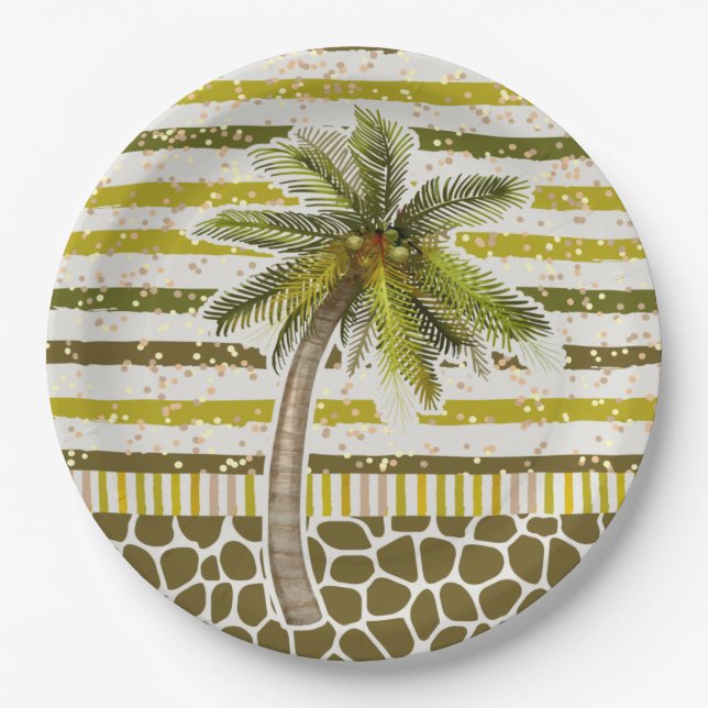 Palm Tree Tropical Paper Plate (Front)
