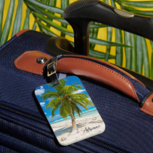 Palm Tree Tropical Paradise Personalised Luggage Tag