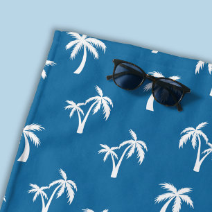 Palm Tree Tropical pattern blue Beach Towel