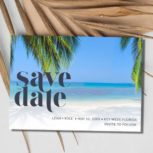 Palm Tree Tropical Photo Beach Wedding  Save The Date