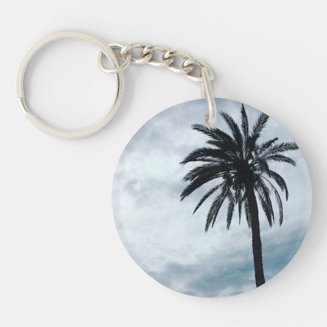 Palm tree tropical photo key ring (Front)