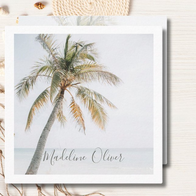 Palm Tree Tropical QR Code Modern  Square Business Card (Creator Uploaded)