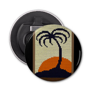 Palm Tree Tropical Sun Natural Crochet Print Bottle Opener