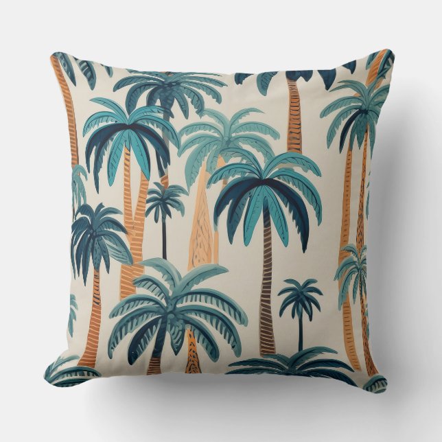 Palm tree Tropical throw pillow (Front)
