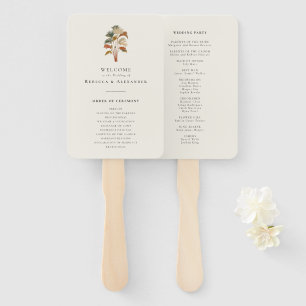 Palm Tree Tropical Wedding Custom Program Hand Fan