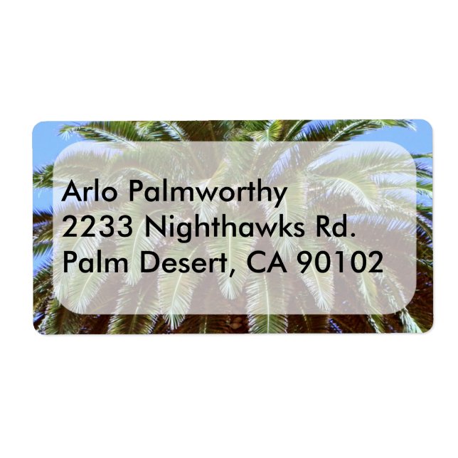 Palm Tree Unique Nature Photograph Label (Front)