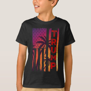 Palm Tree Vintage Distressed American Flag At Suns T-Shirt