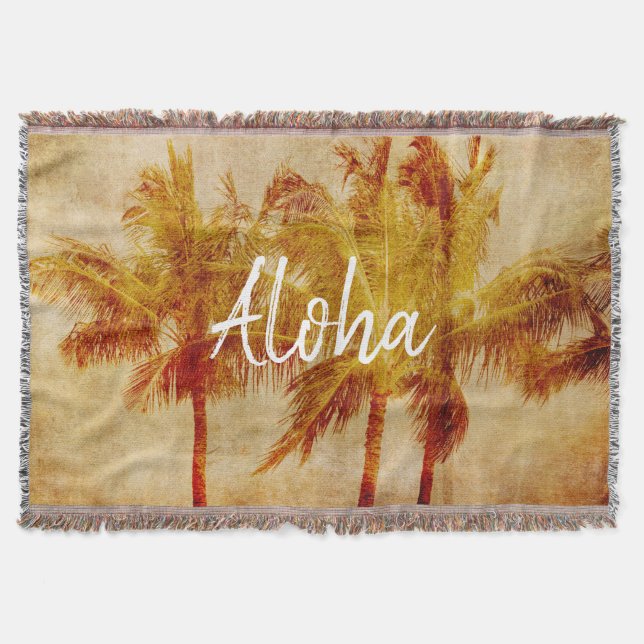 Palm Tree Vintage      Throw Blanket (Front)
