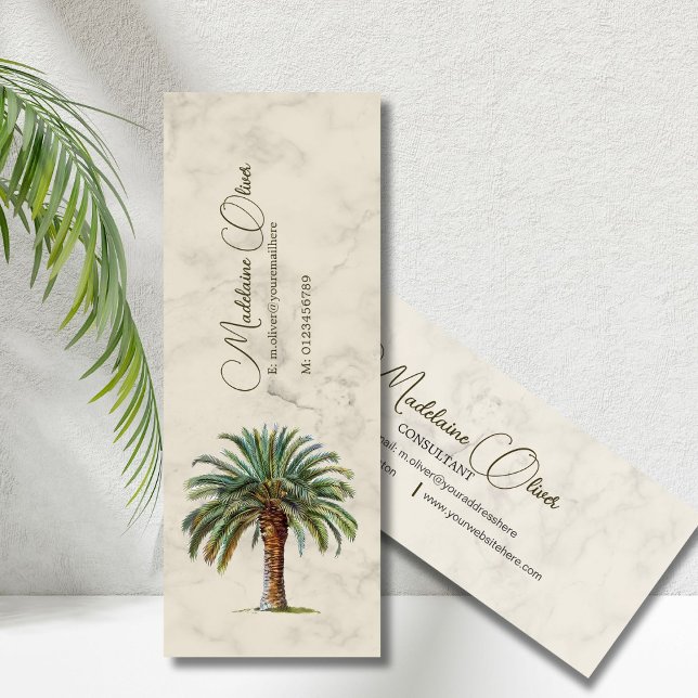 Palm Tree Vintage Tropical Elegant Mini Business Card (Creator Uploaded)