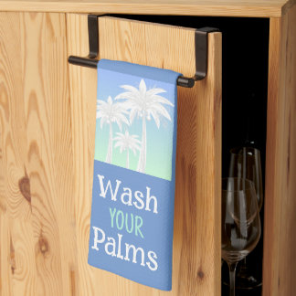  Palm Tree Wash Your Palms Beach Island Blue Ombre Tea Towel