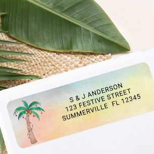 Palm Tree Watercolor return address