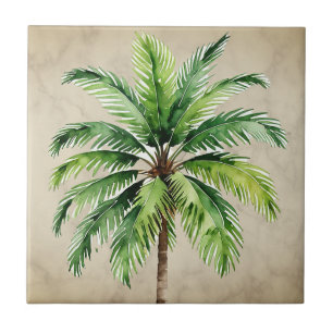 Palm Tree Watercolor Vintage Eleagant  Tile