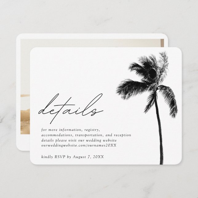 Palm Tree Wedding Details Enclosure Card (Front/Back)