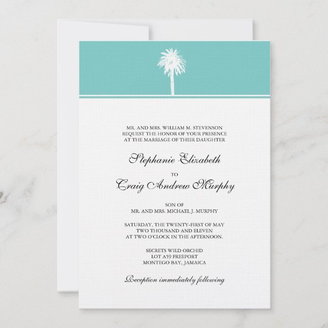 Palm Tree Wedding Invitation (Front)