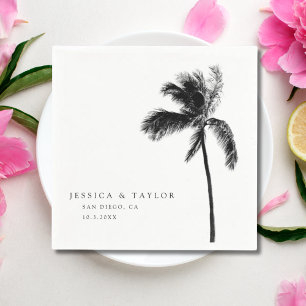 Palm Tree Wedding Modern Custom Cocktail Napkins