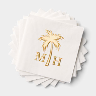 Palm Tree Wedding Monogram Foil Napkins