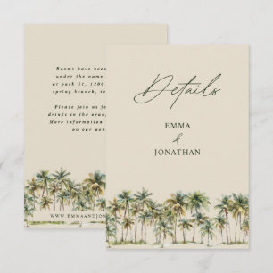 Palm Tree Wedding RSVP Tropical Destination coast Enclosure Card