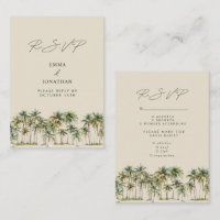 Palm Tree Wedding RSVP Tropical Destination coast