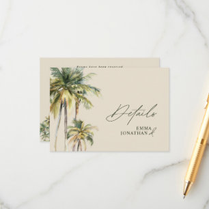 Palm Tree Wedding RSVP Tropical Destination coast Enclosure Card