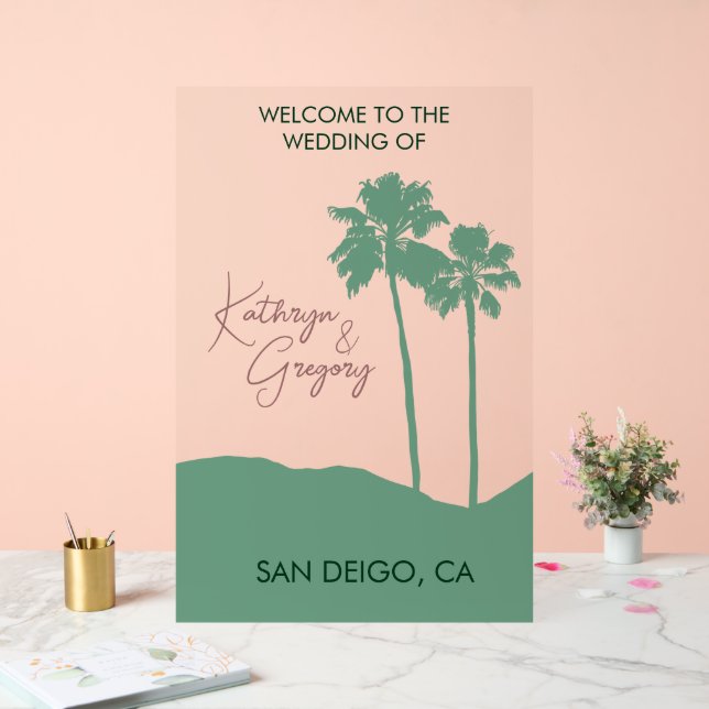 Palm Tree Wedding Welcome  Acrylic Sign (Wedding)