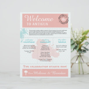Palm Tree Wedding Welcome Letter for Antigua