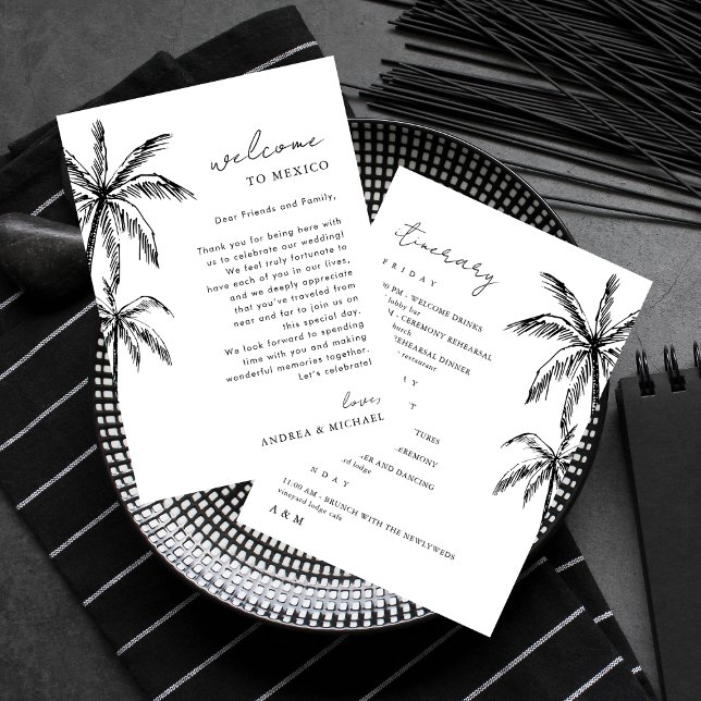 Palm Tree Wedding Welcome Letter Itinerary Card (Creator Uploaded)